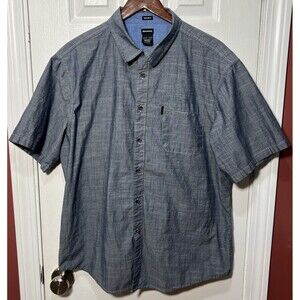 Dickies Button Up Shirt Mens XL Gray Pocket Logo Modern Fit Adult Men Dress Golf